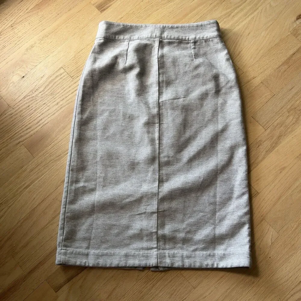Free People Skirt Gray grey Zip front‎ High Waist Pencil Midi size 10 cotton